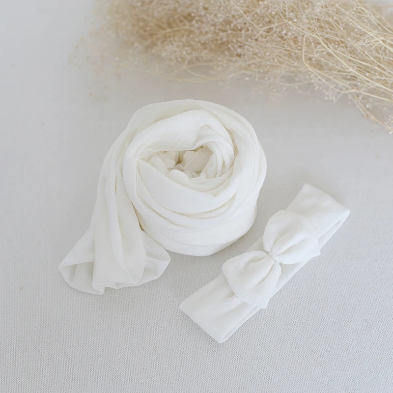 

Newborn Stretch Knit Wrap And Headband Set Baby Jersey Stretch Wrap Photo Props Baby Swaddle Backdrop Layer Fabirc