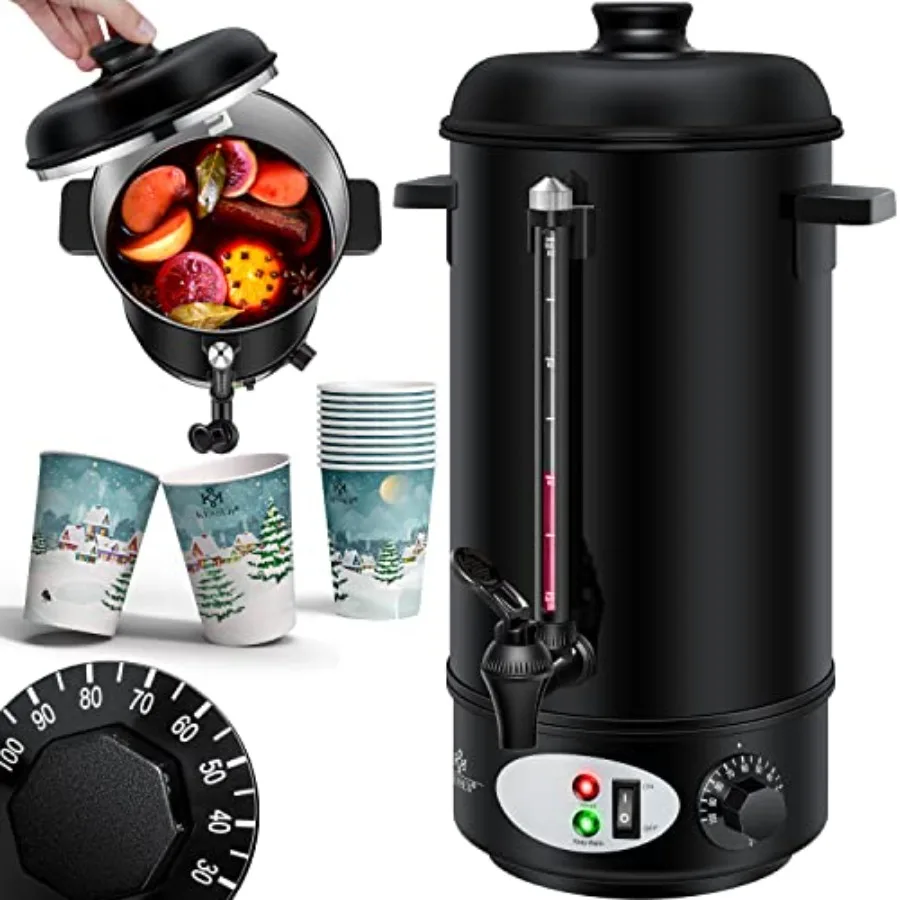 

Stainless steel mulled wine kettle, hot beverage machine, 8 liter/black