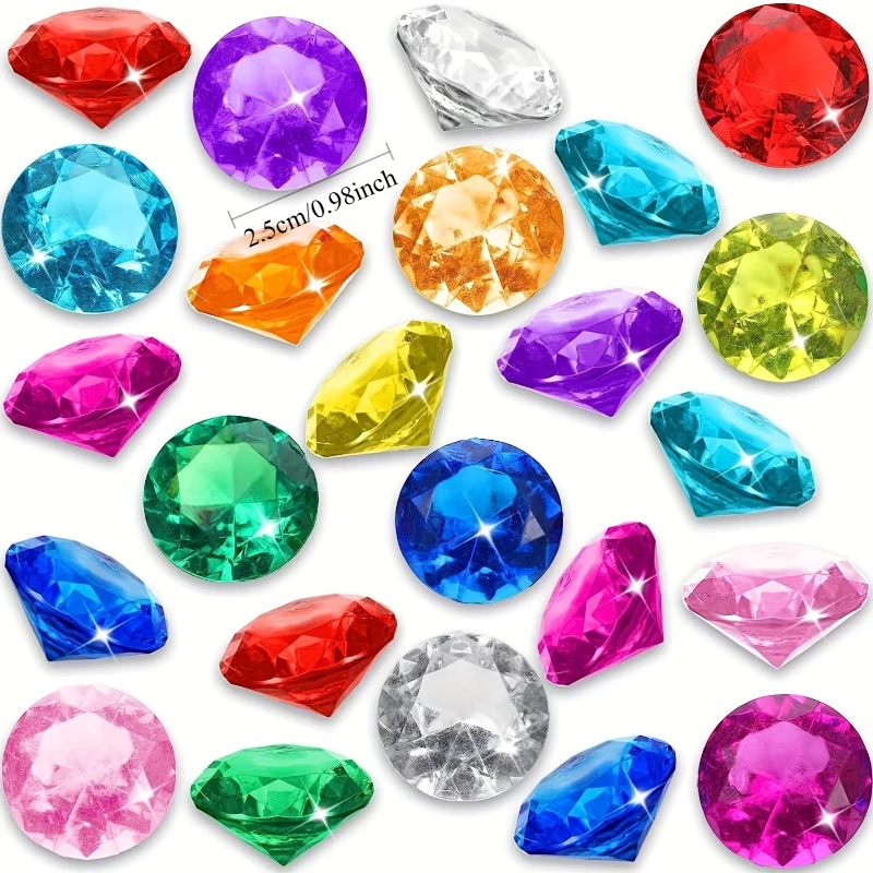 30/50/80 Piezas de Gemas Acrílicas Grandes, Cristales de Diamante, Accesorios para Fotos, Gemas de Buceo, Juguetes para Piscina, Tesoro Pirata, Juguetes Subacuáticos