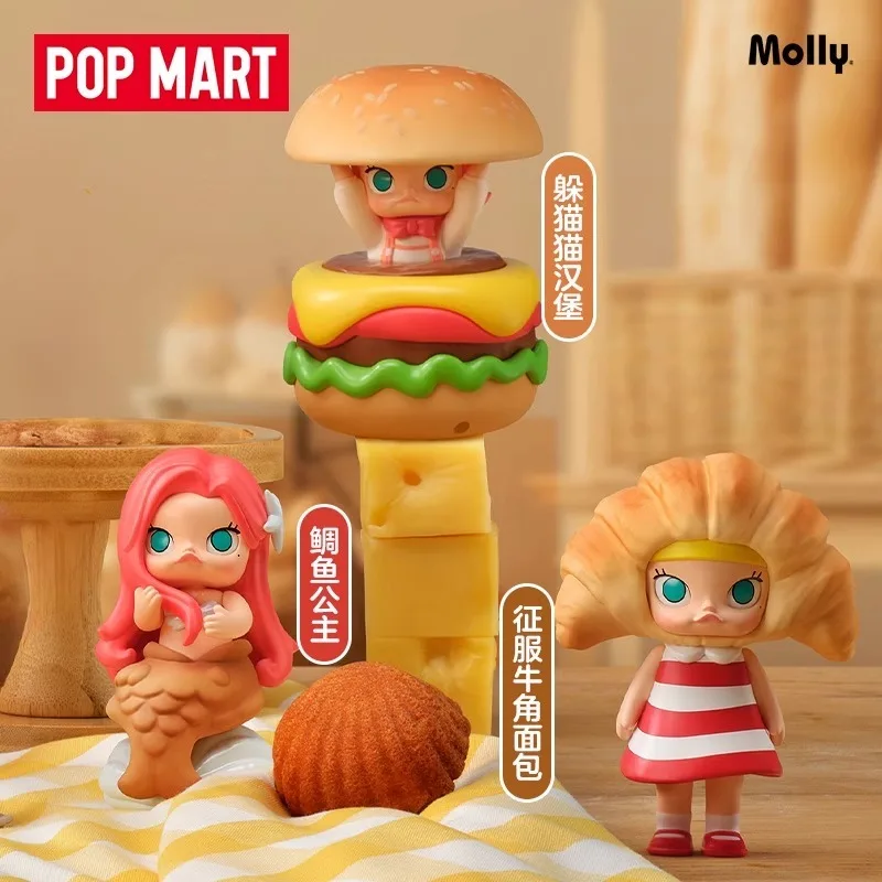 

POPMART Molly People Who Love Bread Series Handmade Kawaii Decor Toy Ornament Fashion Mystery Box Girl Surprise Birthday Gifts