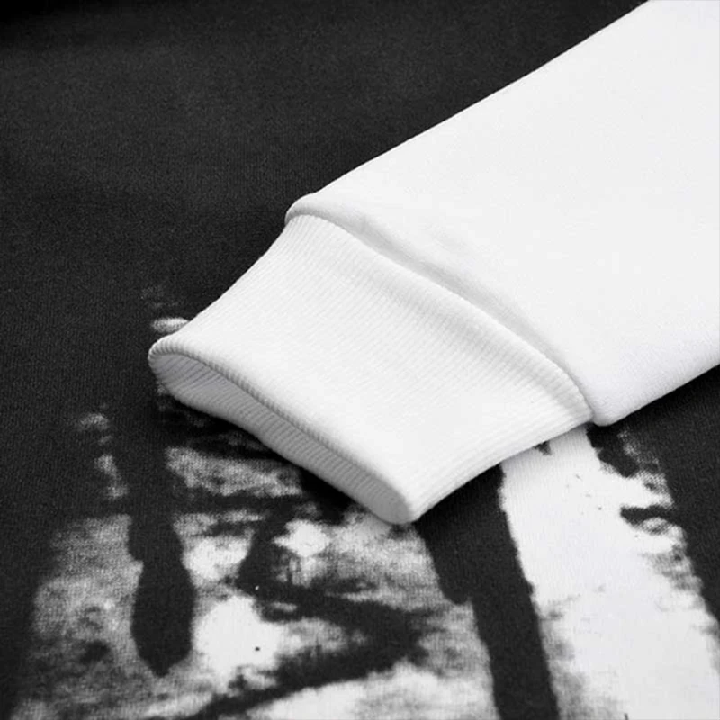 New men's casual outdoor sports hoodie, fashionable sports pullover, long sleeved personalized splashed ink printed sweatshirt