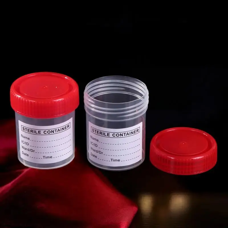 10/50 ชิ้น ถ้วยพลาสติก 60 มล. ภาชนะเก็บปัสสาวะแบบใช้แล้วทิ้ง ถ้วยเก็บตัวอย่าง ขวดเก็บตัวอย่าง พร้อมป้าย