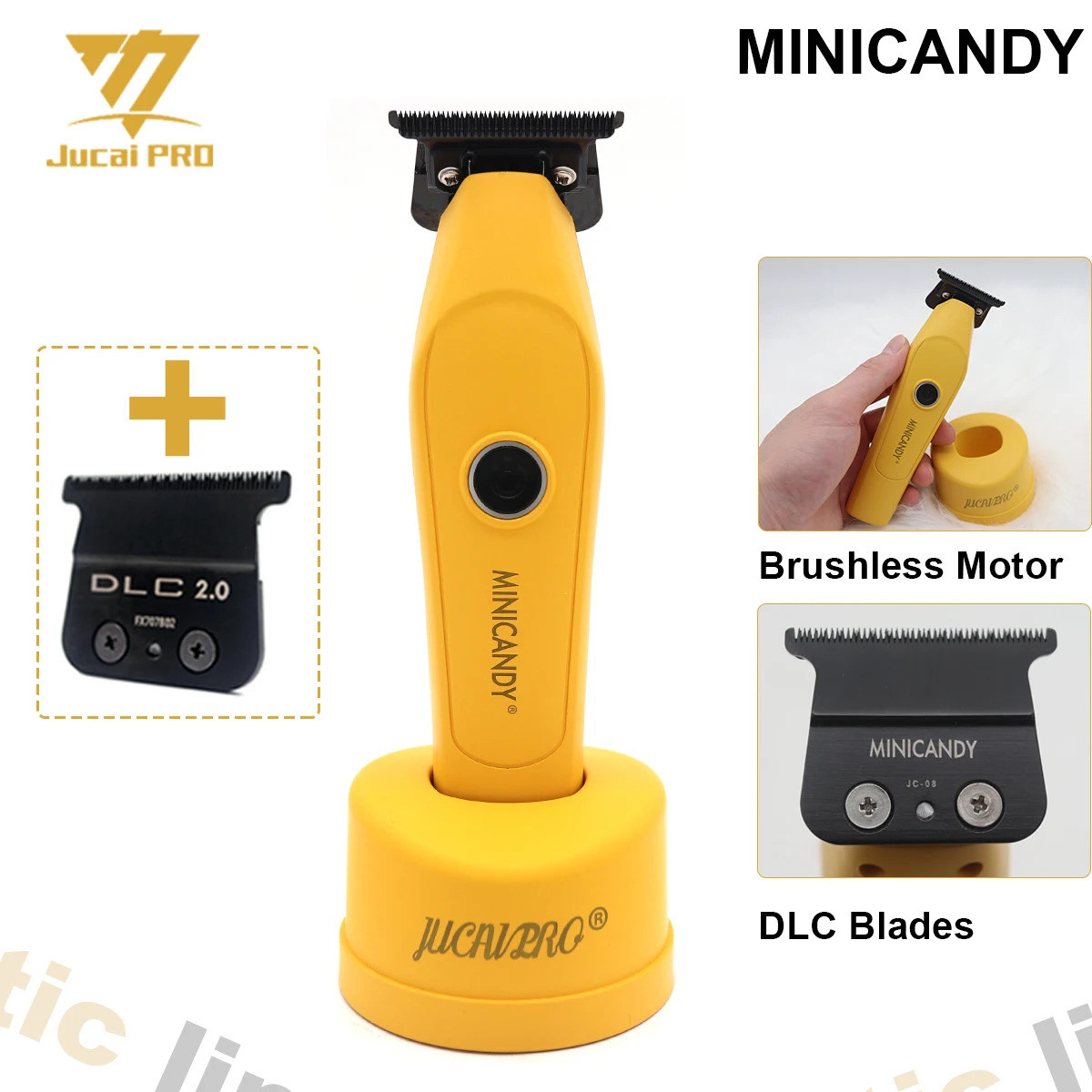 JUCAI MINICANDY JC-08 Professional Men's Hair Clipper DLC Blade Brushless Motor with Base Charger Hair Trimmer Finishing Machine