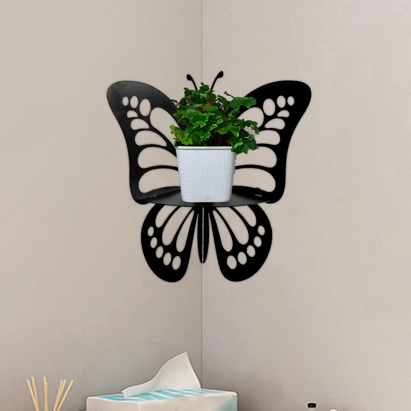 Iron Corner Rack Corner Shelf Butterfly Shaped Storage Shelf Wall Shelf for