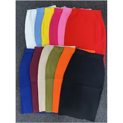 60CM Knee Length Summer Bandage Skirts For Women Candy Color Bodycon Pencil Skirt Ladies Elegant Office Business Formal XL XXL