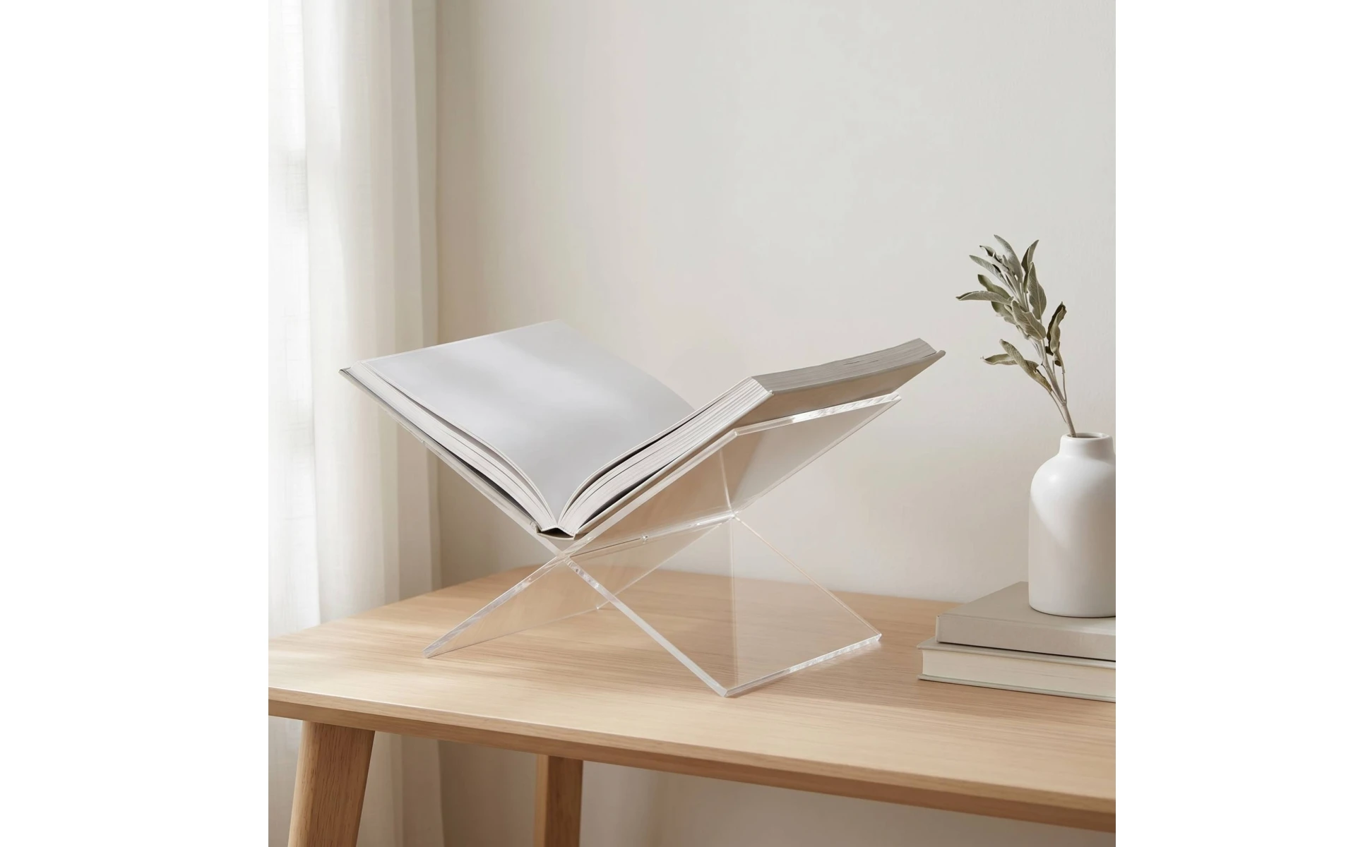 X-Shaped Display Stand Interlocking Acrylic Book Stand Tabletop Book Display Freestanding Magazine Rack Clear for Readers