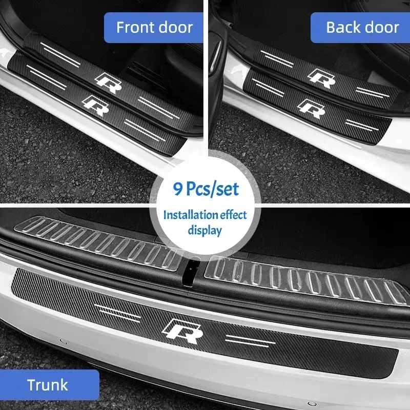 Car Door Sill Scratch Resistent Stickers Threshold Pad For Volkswagen GTI Golf 6 7 8 Polo Passat Tiguan T-ROC Arteon Magotan CC view 5