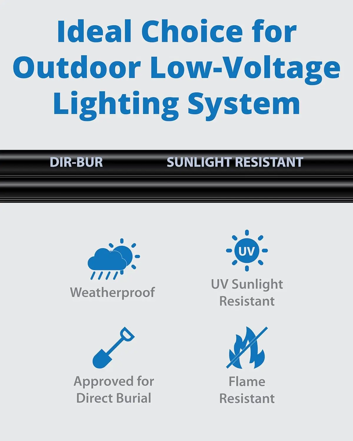 12/2   Landscape Lighting Wire - 500 Feet - Weatherproof Outdoor Underground Direct Burial Stranded Cable for Spotligh