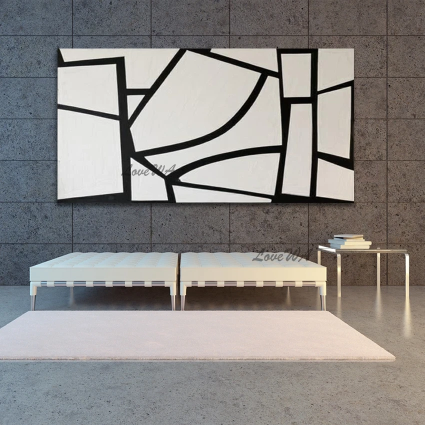 

Акриловая художественная стена, безрамная, декоративная абстрактная картина, картина, импрессионистский дизайн, черно-белая текстура, ручной рисунок