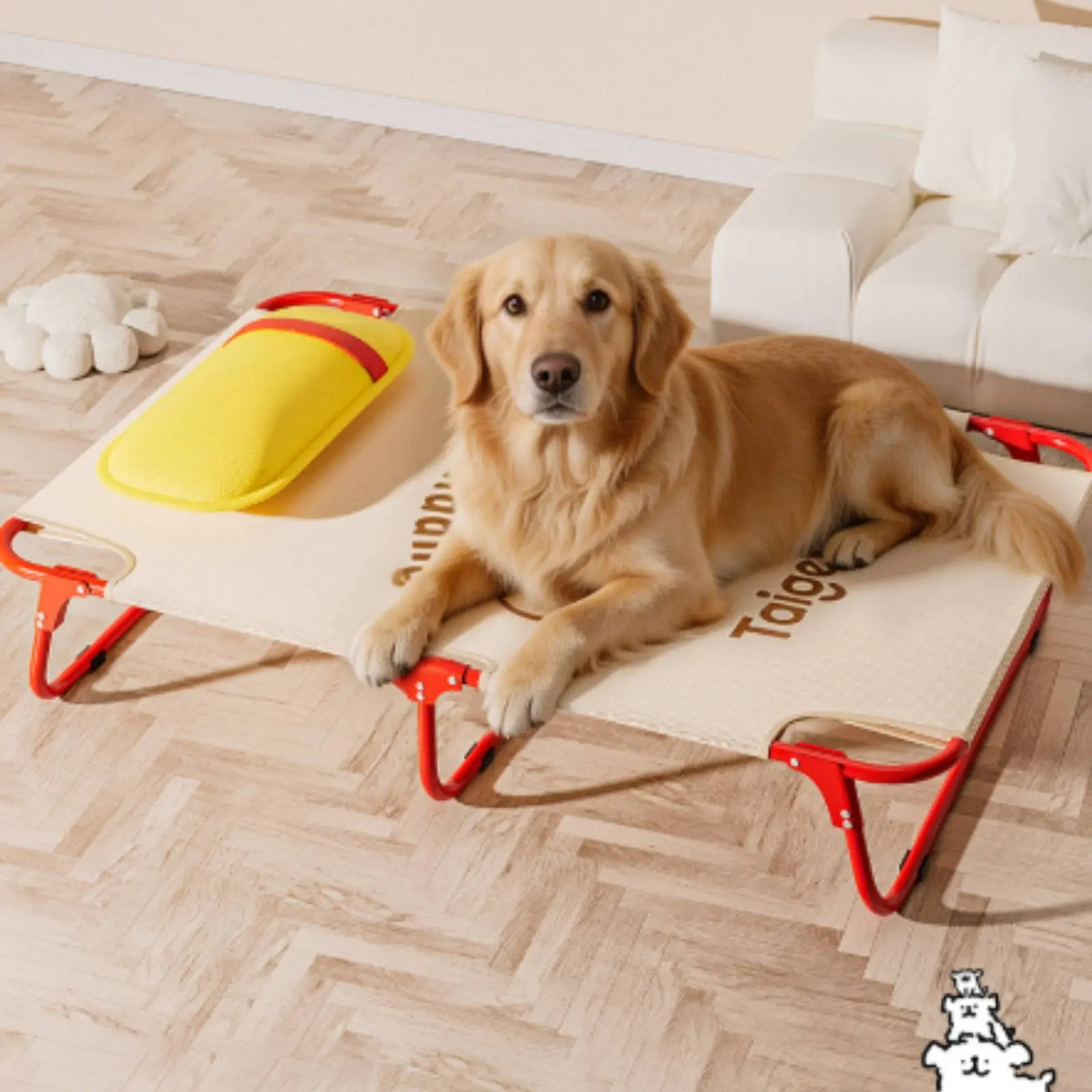 

Elevated Dog Cot Easy to Assemble Raised Pet Bed Dog Lounge Bed Washable Removable Pillow for Indoor