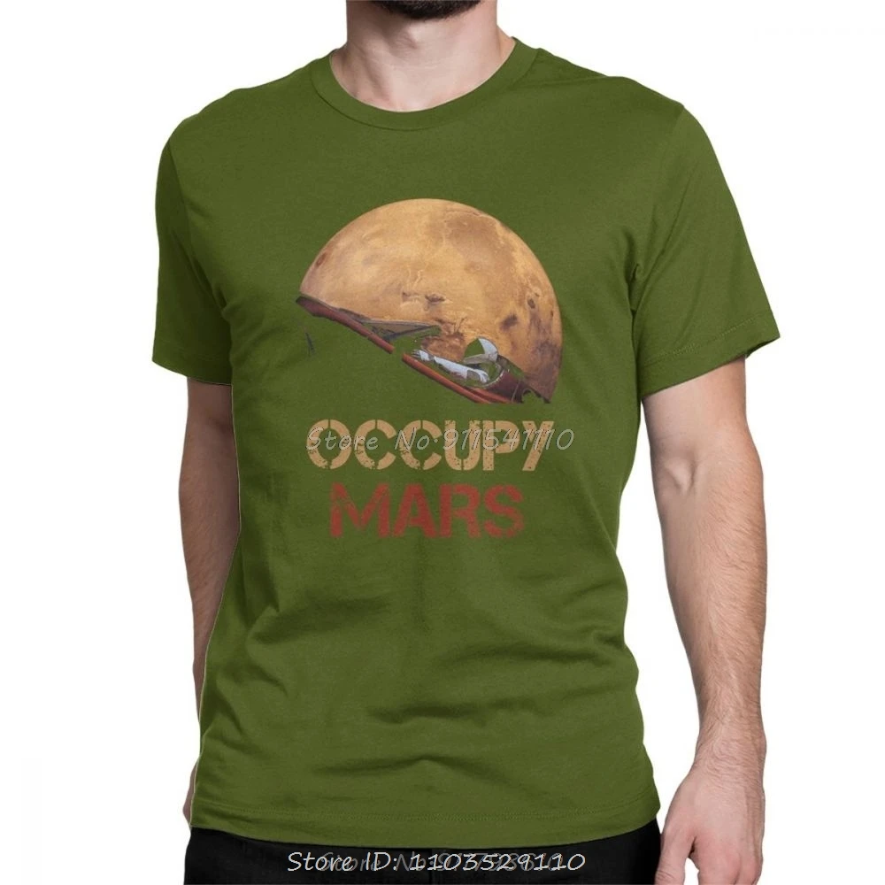 Occupy Mars T Shirt Spacex Starman T-Shirt Men Elon Musk Falcon Heavy 9 Short Sleeve Novelty Men Cotton Tees Harajuku Streetwear