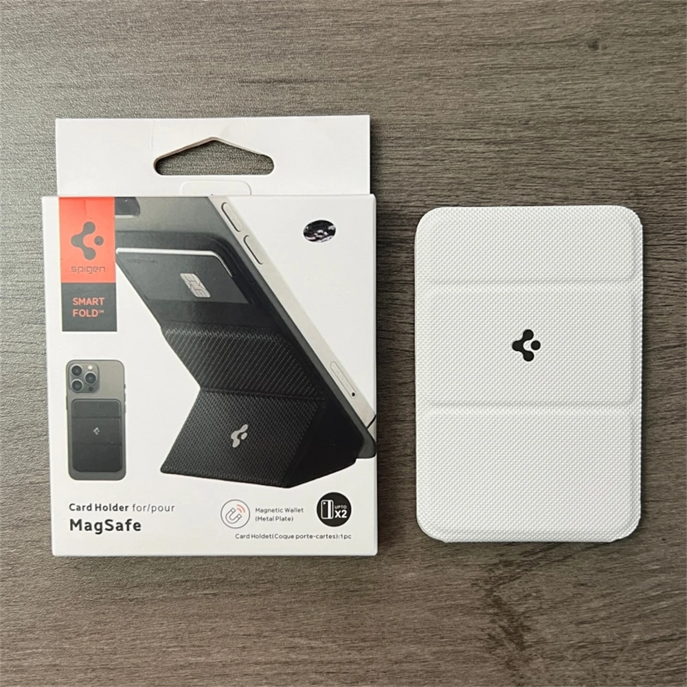 Original Spigen Leder-Faltmagnet-Matte-Wallet-Kartenhalter für MagSafe Kartenhalterung für iPhone 17 16 15 14 13 Pro Max Air