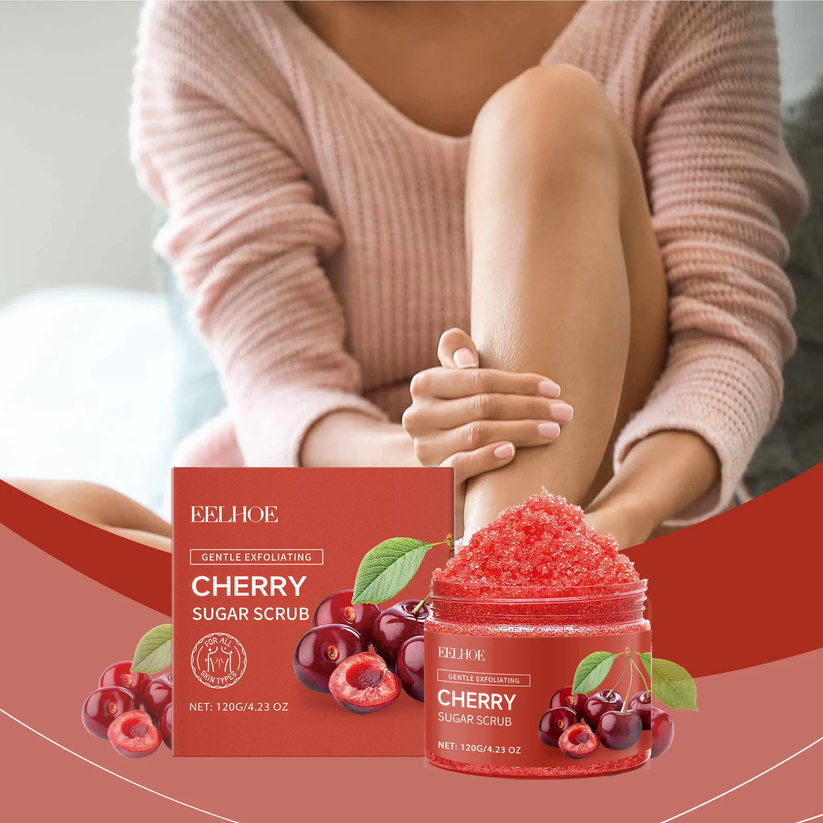 

Cherry Sugar Body Scrub Gentle Exfoliation Cleansing Hydrating Moisturizing Body Care Deep Cleansing Pore Smooth Rejuvenation