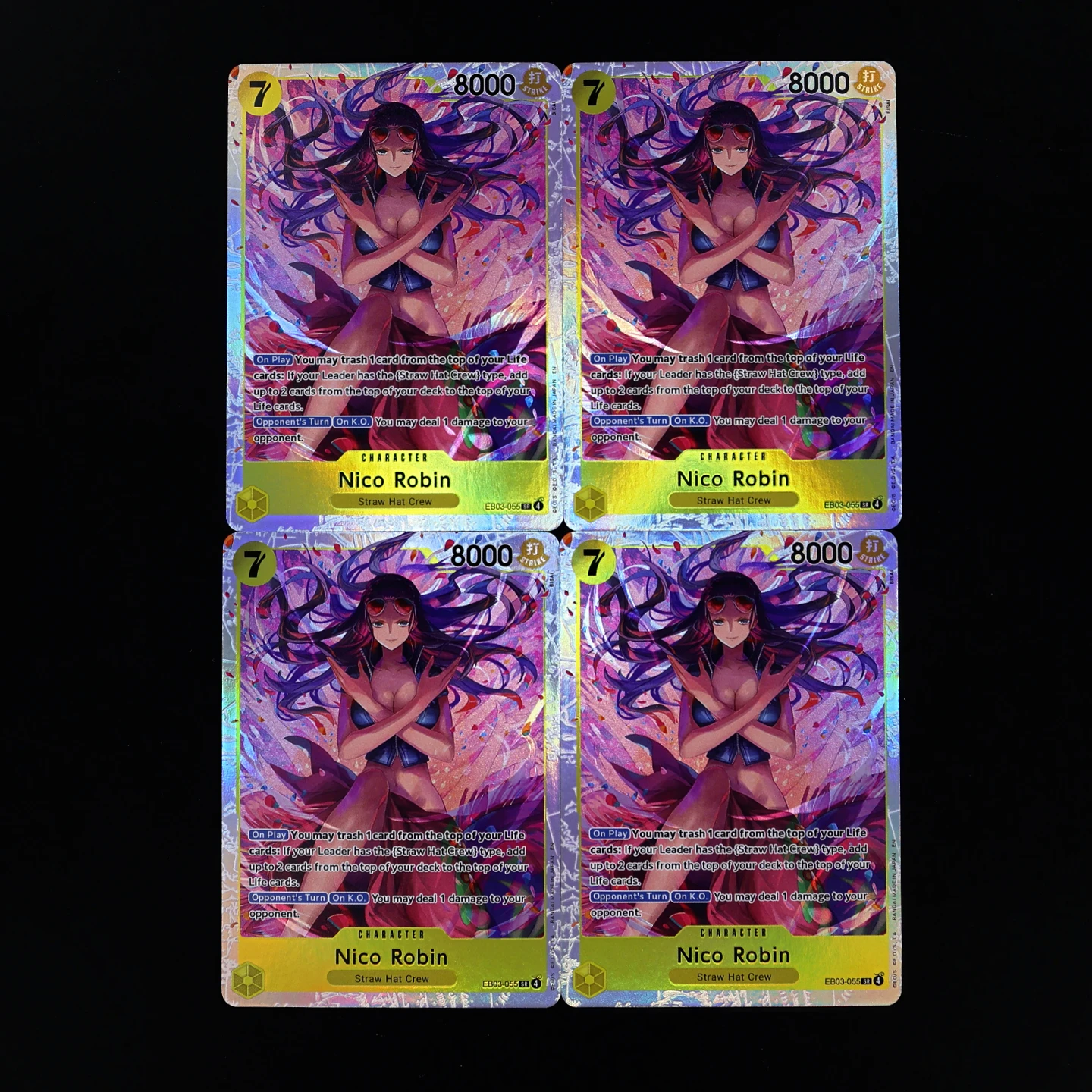 

Коллекционная карта One Piece TCG OPCG (английская версия) EB03-055-Robin SR 7 Cost Robin, желтая, с текстурной фольгой и тиснением, аниме-карта