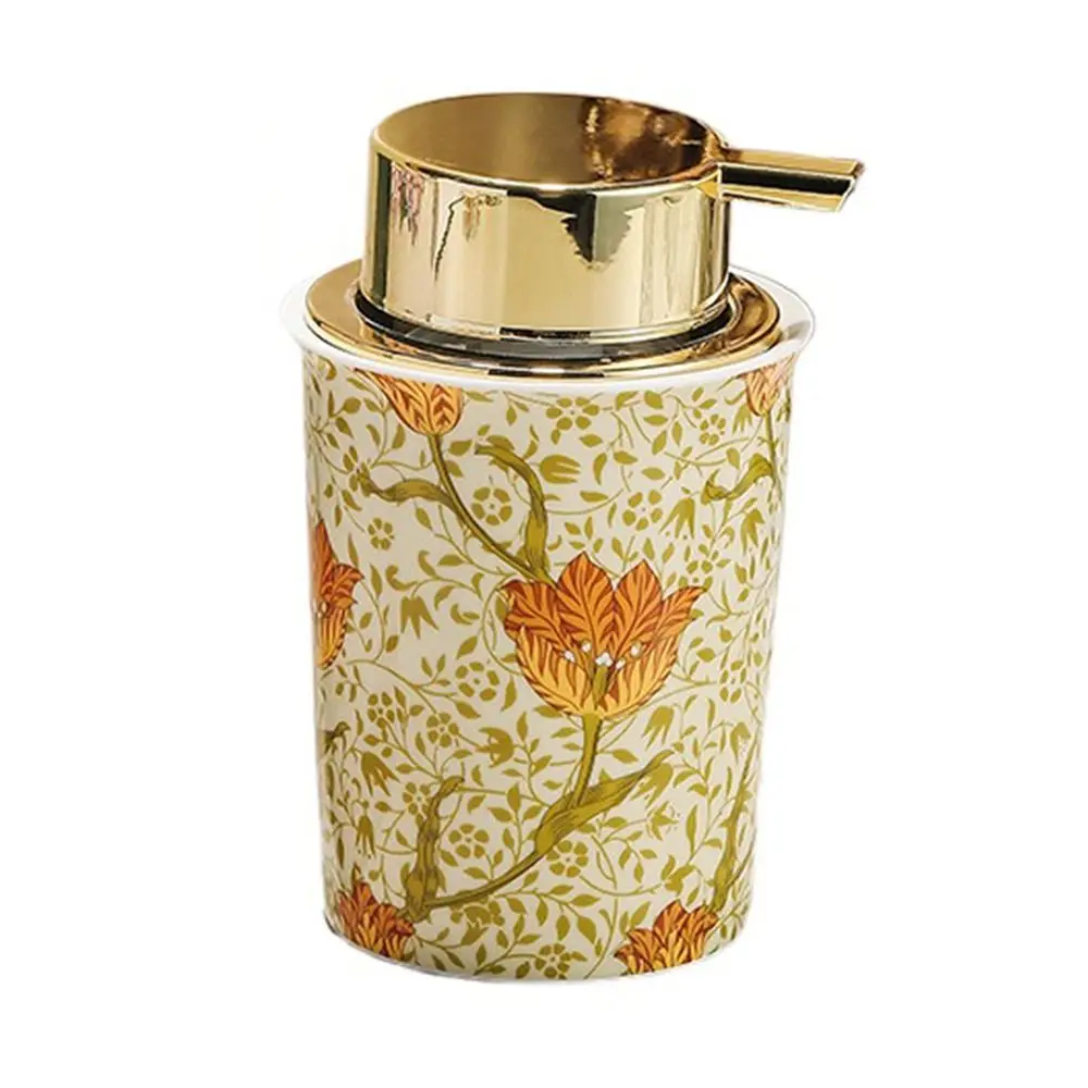 

Floral Decorative Ceramic Foam Soap Dispenser Luxury Vintage Liquid Foaming Bottle Delicate 250ml Hand Soap Pump Bottle Kitchen