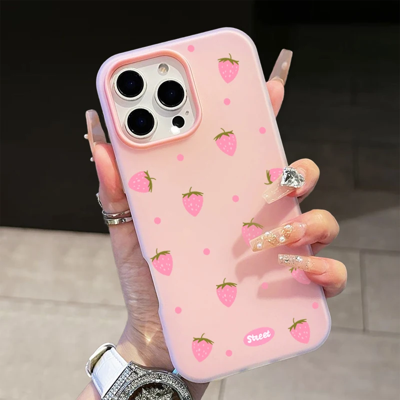 Sweet Pink Strawberry Pattern Phone Case For Redmi 10 11 12 13 14 4G Xiaomi Redmi Note 11 12 13 14 10 Pro 5G 14C 13C 15C Fundas view 2