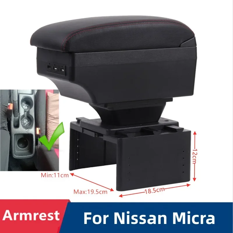 Car Armrest Box for Nissan Micra K14 2020 2021 Center Storage Box Modification Retrofit Parts USB LED Accessory