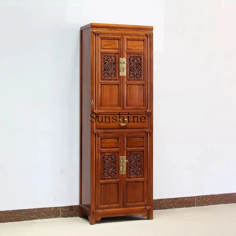 

New Chinese retro shoe cabinet solid wood against the wall entrance Ming and Qing classical storage vertical cabinet