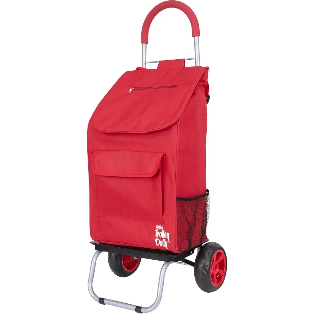 

dbest products Trolley Dolly Red Foldable Shopping cart for Groceries with Wheels and Removable Bag and Rolling Personal