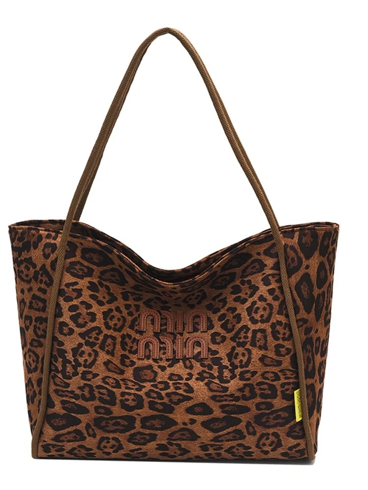 Fashion, simple, popular, retro leopard print ladies shoulder bag, new large-capacity tote bag, all-match commuter shoulder bag