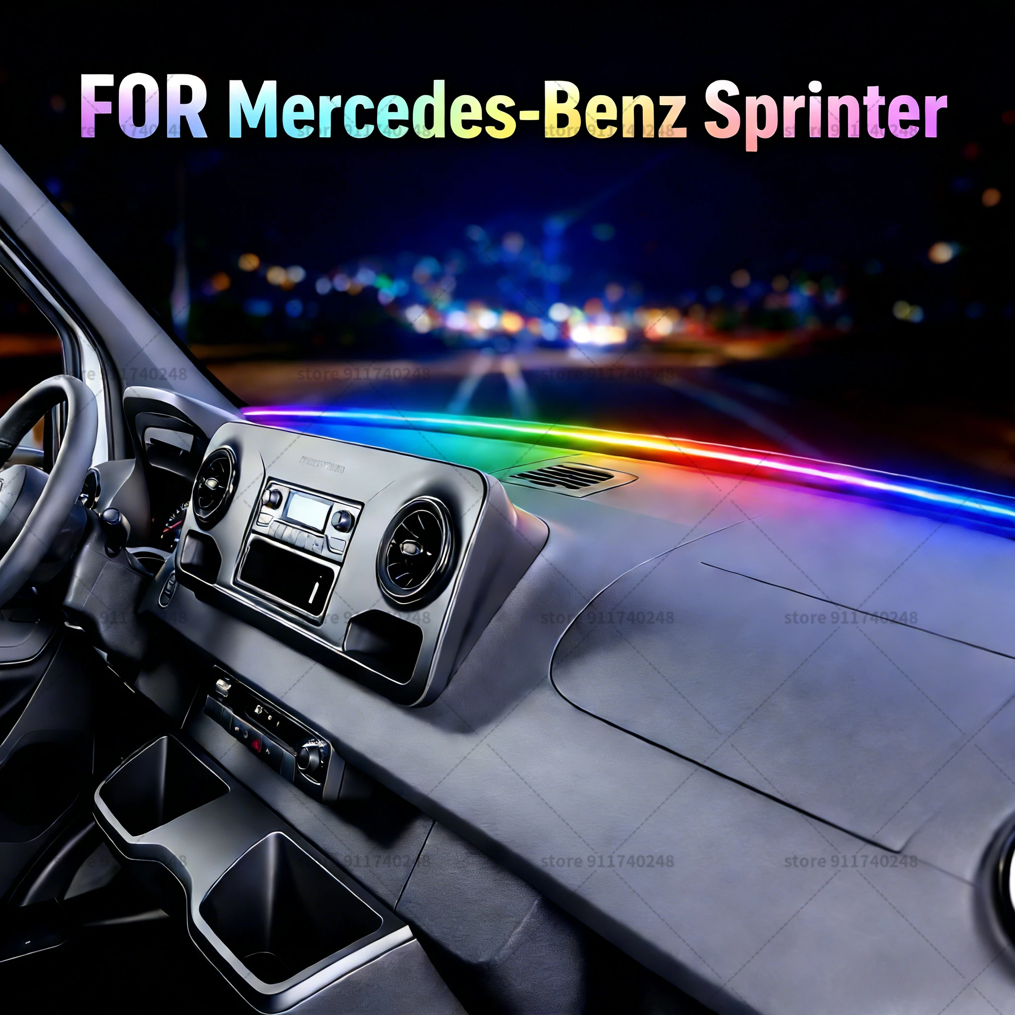 For Mercedes-Benz  Sprinter   Car Front Window Ambient Light - Dynamic RGB Color Changing for Car Interior
