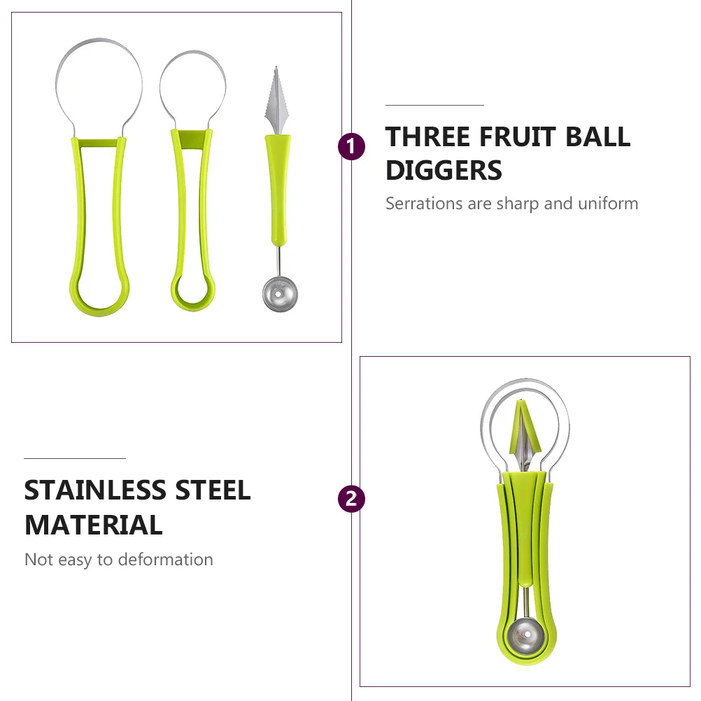 

1 set Stainless Steel Fruit Ball Diggers 304 Melon Baller Scoop Kitchen Gadget Fruit Carving Tool Watermelon Scoop Household Use