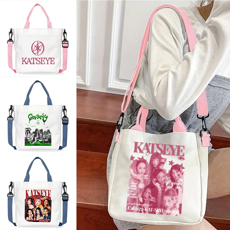 

Новые повседневные сумки на плечо Katseye для женщин и мужчин в стиле хип-хоп, поп-группа Katseye, корейские трендовые сумки через плечо Ulzzang для фанатов, подарки