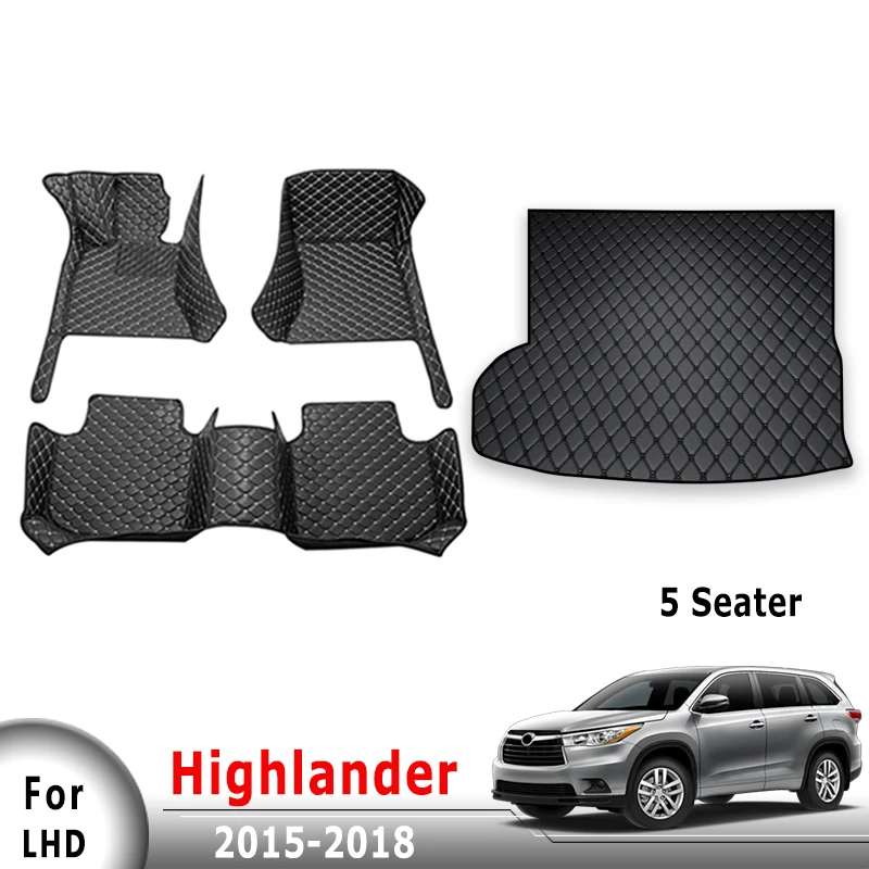 

Car Floor Mats Trunk Carpets For Toyota Highlander 2015 2016 2017 2018 (5 Seater) Covers Auto Interior Accessories Waterproof