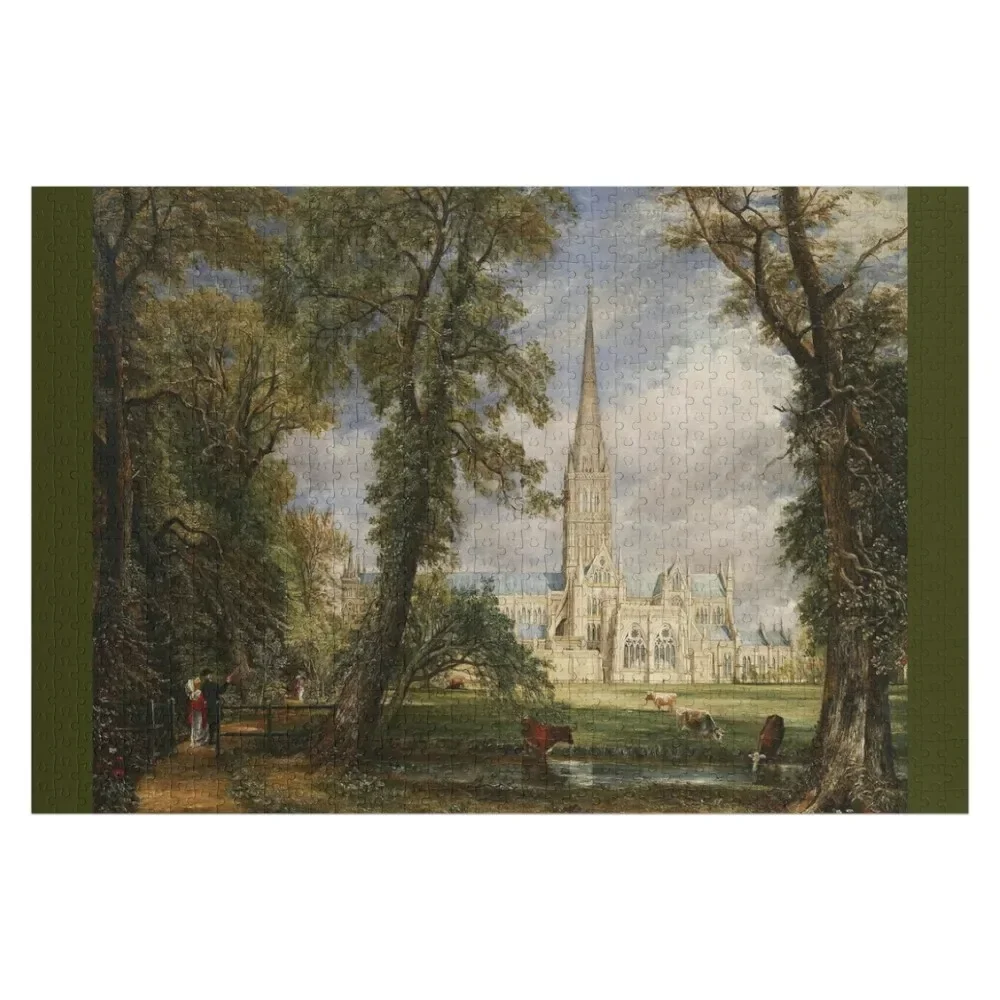 

john constable - Salisbury Cathedral from the Bishop's Garden Jigsaw Puzzle Customized Kids Gift Custom Wood Puzzle