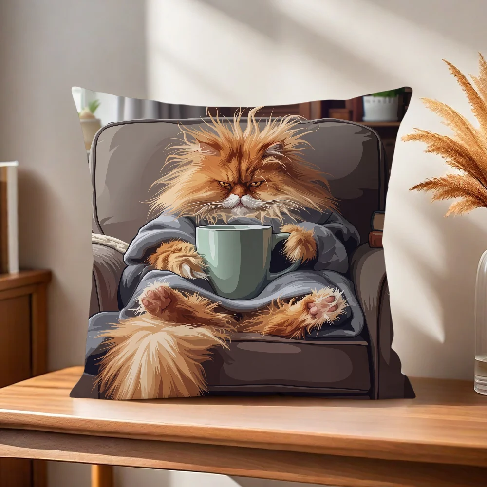 Niedlicher Katzen-Print Kissenbezug für Zuhause, Sofa, Wohnzimmer, Büro, Café, Auto – Detail 6