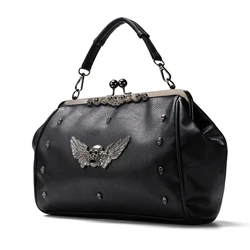 Annmouler Handbags for Women 2022 Designer Luxury Skull Tote Bag Quality PU Leather Crossbody Bag Rivet Boston Shoulder Bag