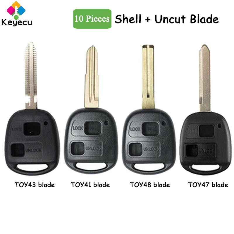 

KEYECU 10 X Remote Car Key Shell Case With 2 Buttons TOY41 TOY43 TOY47 TOY48 Blade Fob for Toyota Camry Rav4 Corolla Prado Yaris