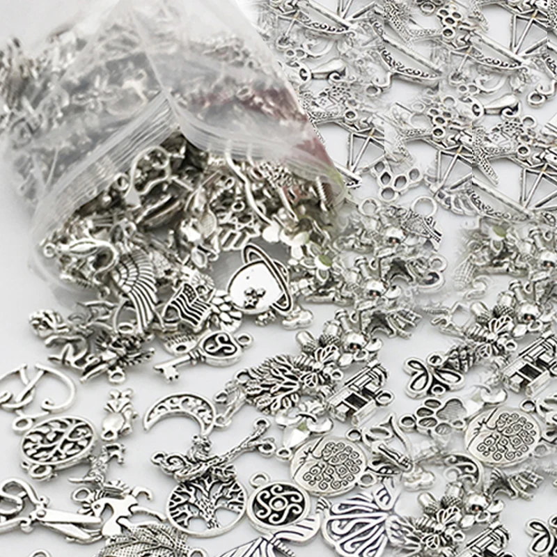 100pcs Tibetan Silver Mixed Pendant Animals Charms Beads for Jewelry Making Bracelet Earrings Necklace DIY Craft Art Charms