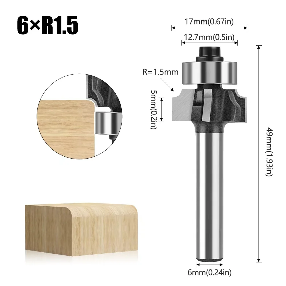 

Деревообрабатывающий фрезер R1,5 Фаска 1/4 Ручка 4-лезвийный резак для филе Четырезубчатая кромкооблицовочная лента Дуговый резак для обрезки