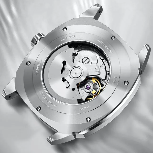 LOBINNI ساعة أوتوماتيكية للرجال 43 مللي متر ساعة يد ميكانيكية 50 متر مقاومة للماء ساعة مفرغة من الياقوت 24 ساعة