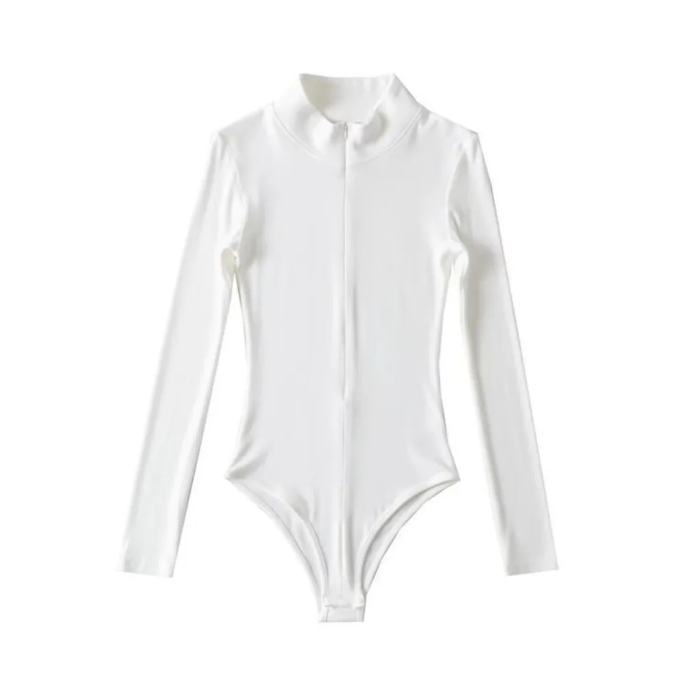 

Simple Underwear Slim Fit Shapewear Zipper Stand Collar Yoga Jumpsuit Long Sleeve Bottoming Shirt Slimmer Body Shapers Ladies