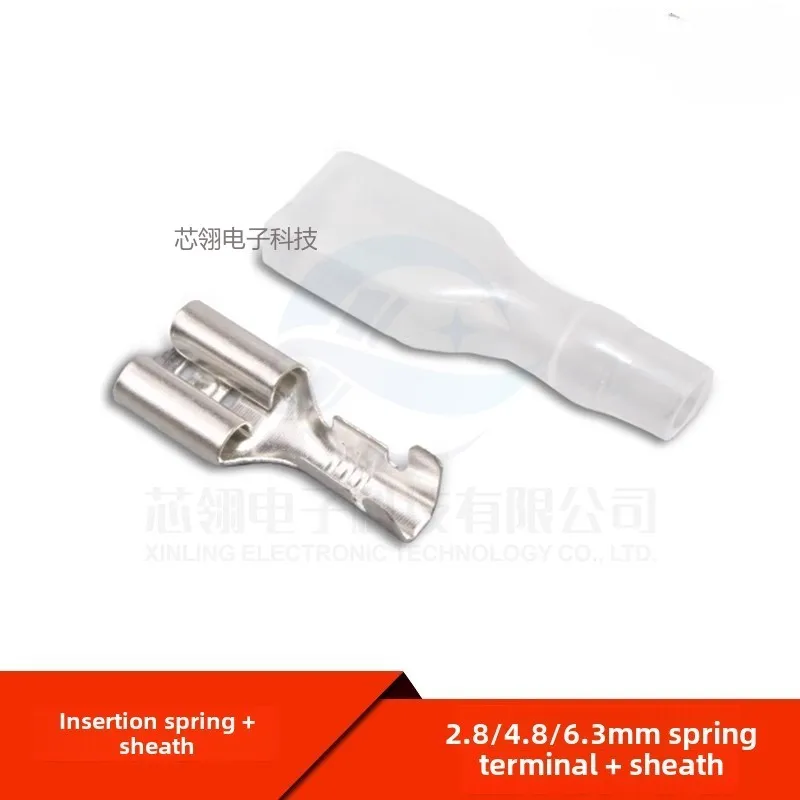 100pcs 2.8/4.8/6.3MM Spring plug terminal + sheath female connector Cord end terminal connector for plug and pull connections