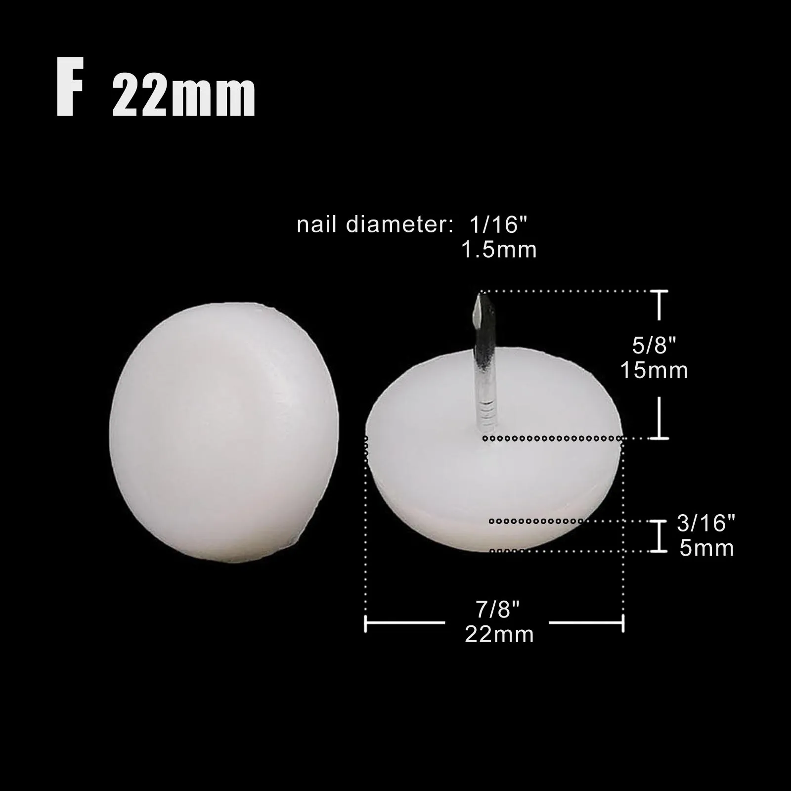 4/32 Stück Möbel Stuhl Tischbein unten Füße Glide Slide Decke Holzbodenschutz stumm kein Lärm Nagel auf 16/20/24/28/30 mm – Detail 6