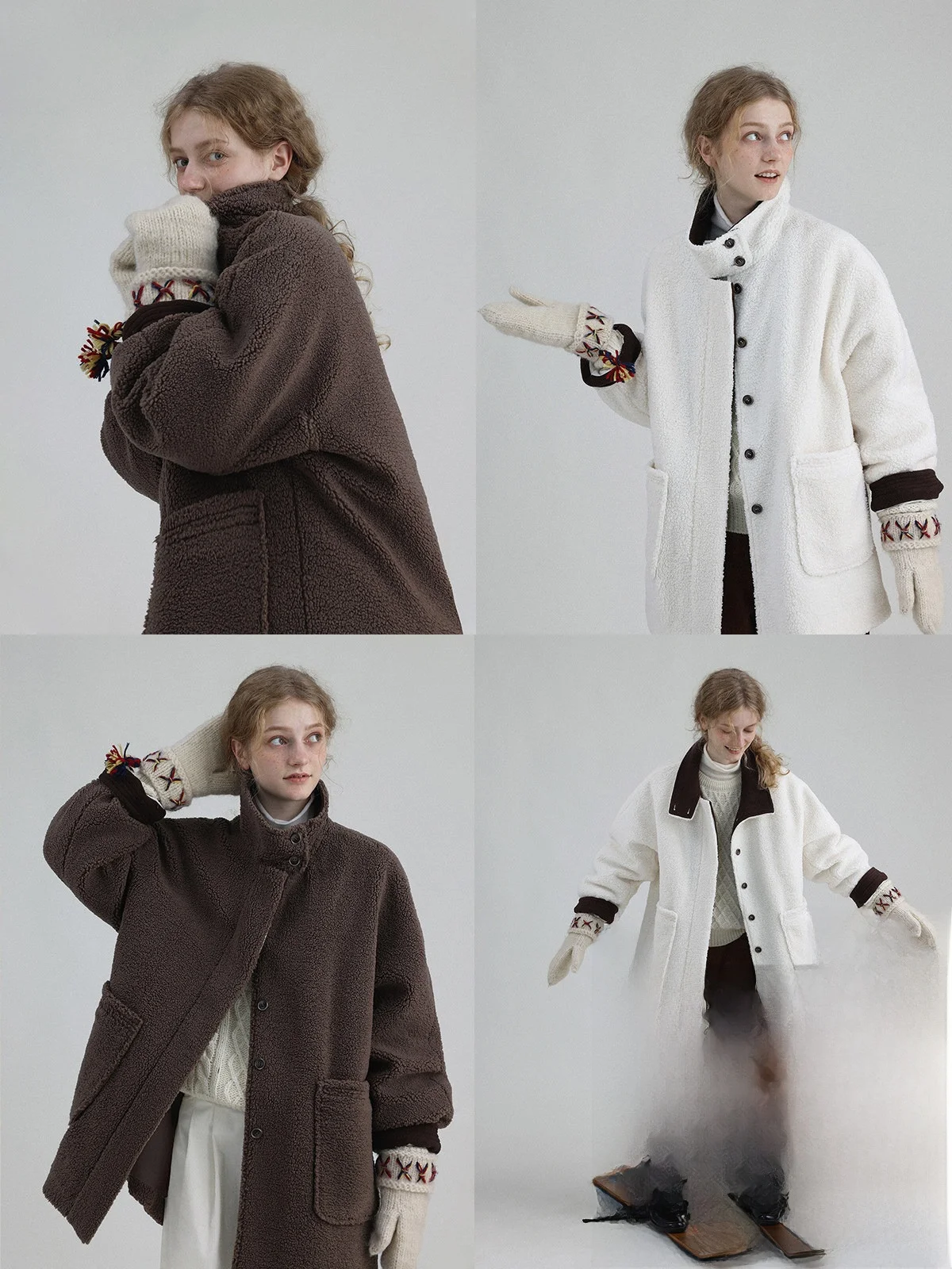 

Ultra Soft Lamb Fur Feel Collar Hidden Button Parka Thick Cotton Winter Coat Outerwear LetM Brand Commute Style Pure Color