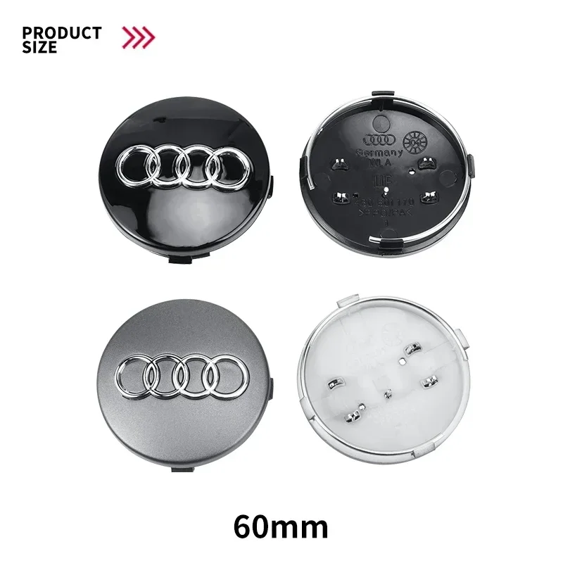 4 sztuk/partia 60mm czarna obręcz koła na piastę emblemat dla Audi Q3 Q5 Q7 Q8 TT S6 S7 R8 RS5 4 b0601170 akcesoria dekoracyjne