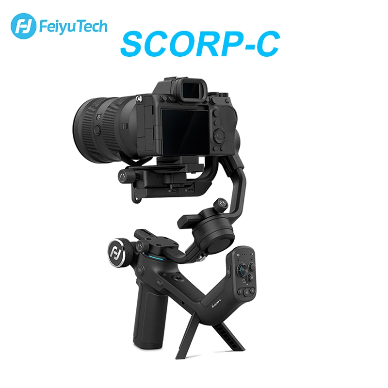 FeiyuTech SCORP C 3-Axis Handheld Gimbal Stabilizer Handle Grip for Mirrorless DSLR Sony A7R A9 A6300 Canon 90D with Pole Tripod