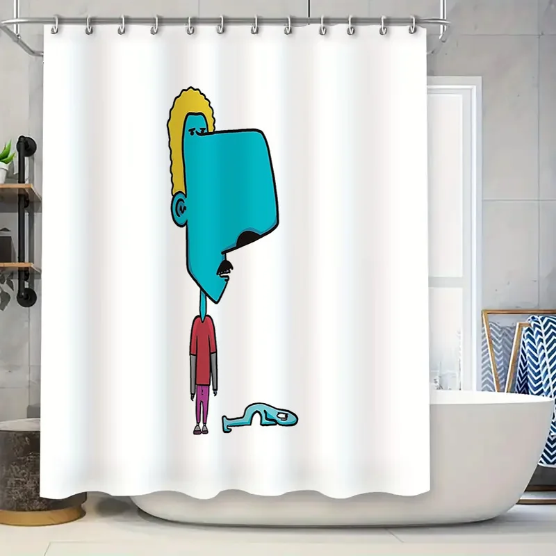 

Занавеска для душа в стиле аниме, японский декор в стиле манга, набор для ванной комнаты, водостойкий абстрактный портрет, домашний текстиль, подвесной гобелен