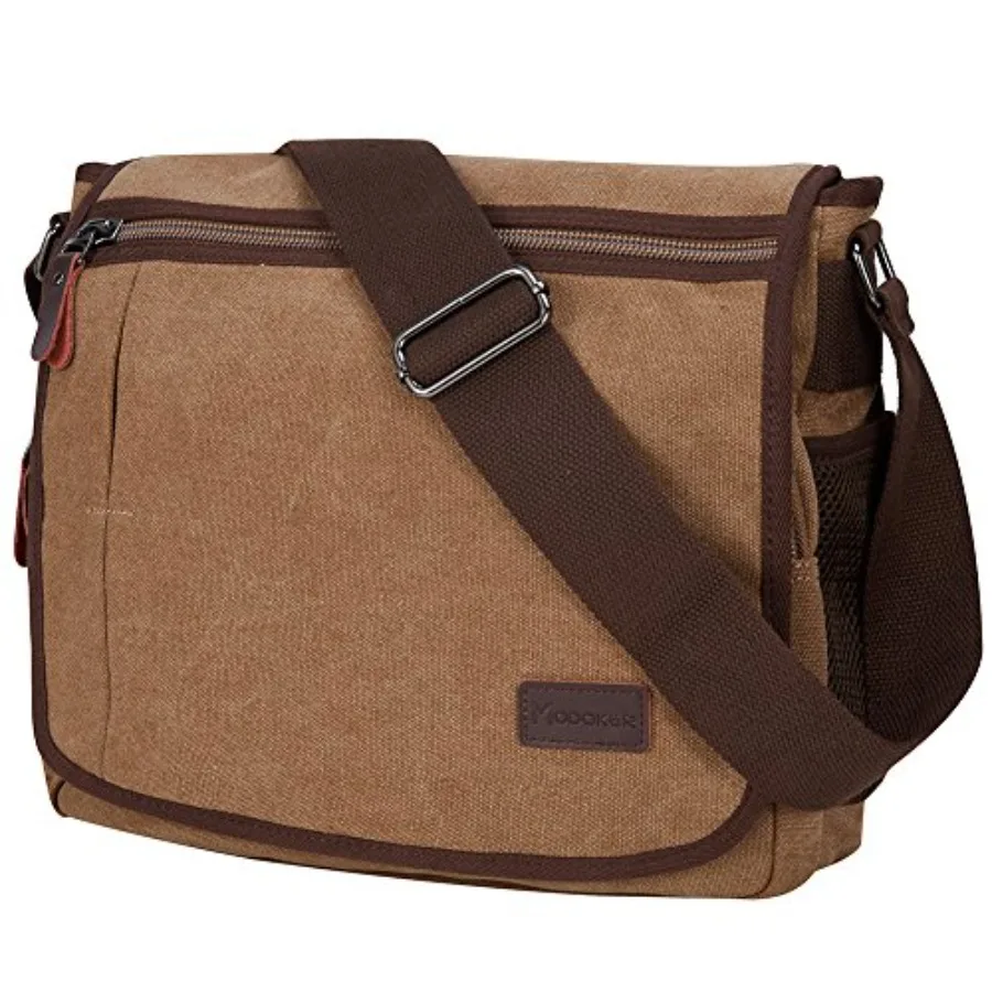 Modoker Messenger Bag for Men 13 Inch Laptop Satchel Bags Canvas Shoulder Bag with Bottle Pocket