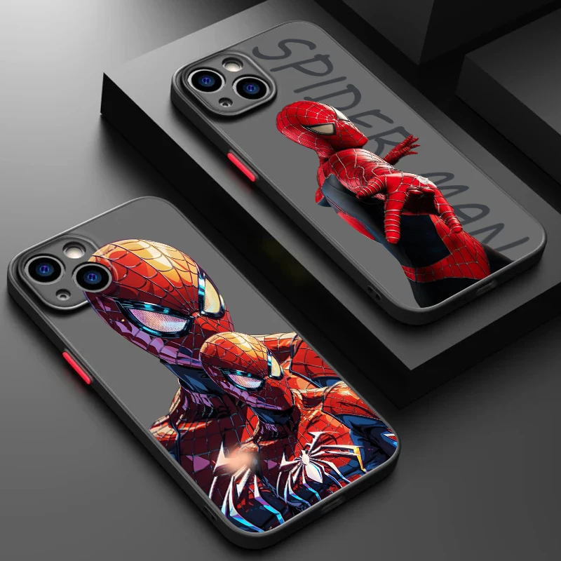 Spider-Man Unlimited Frosted Translucent For Apple iPhone 15 14 13 12 11 XS XR X 8 7 SE Pro Max Plus Mini TPU Phone Case