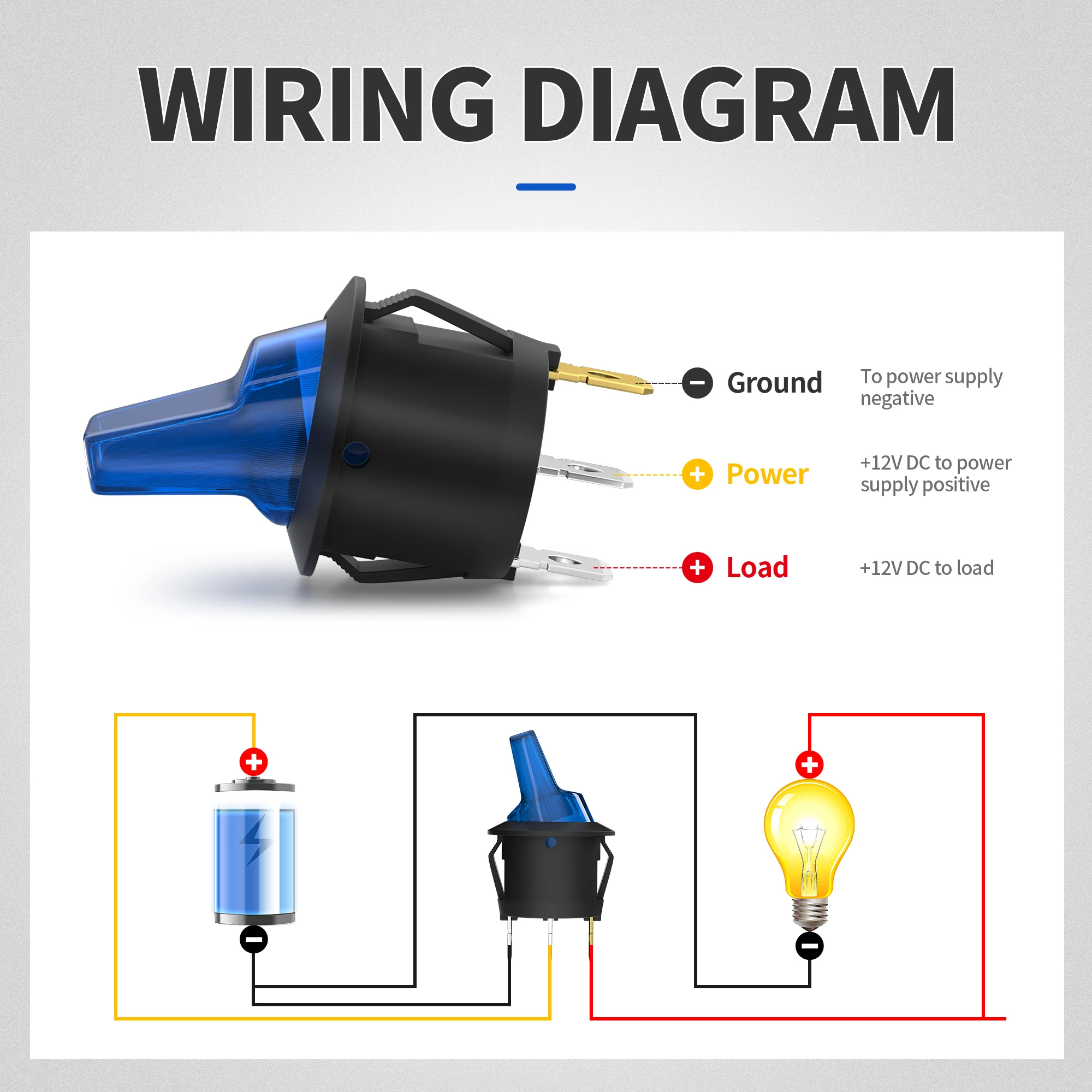 4PCS Lighted Rocker Toggle Switch 12V 20A ON/Off 3 Pin Round LED Illuminated Mini Toggle Switch SPST Switch for Automotive Car