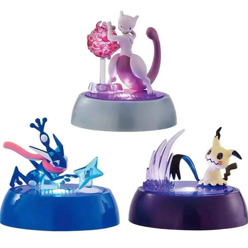 Anime Pokemon Light-up Action Figure Charizard Gengar Pikachu Mewtwo Mimikyu Modellen Collectible Desktop Ornament Kids Geschenken