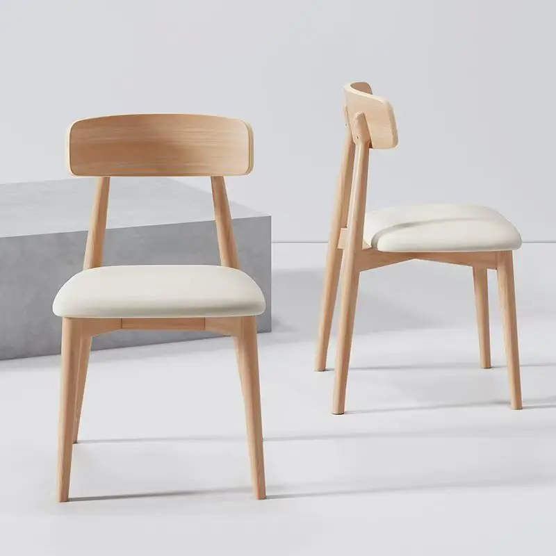 #@Minimalist Wood Frame Fabric Dining Chair Nordic Style Hotel Restaurant Hotel Dining
