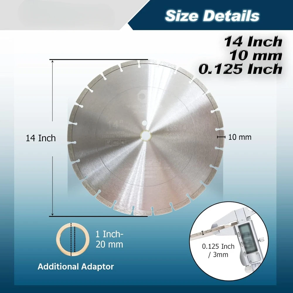 (10 Pack) 14 Inch Diamond Concrete Blade Dry or Wet Cutting Saw Blades for Masonry Brick Block Concrete Stone(14