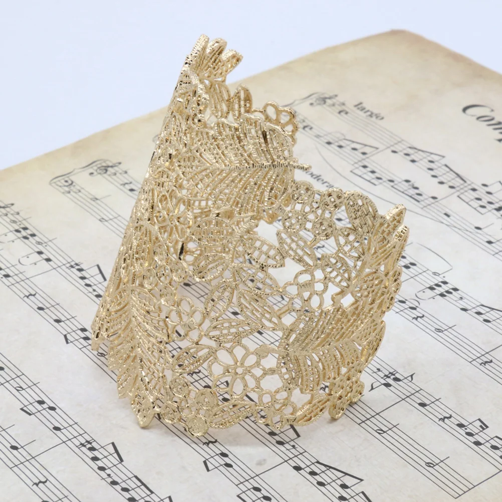 

2Pcs Gold Leaf Bangle Open Adjustable Cuff Bracelet Durable Women Jewelry Gift Wedding Festival Wrist Wrap Charm