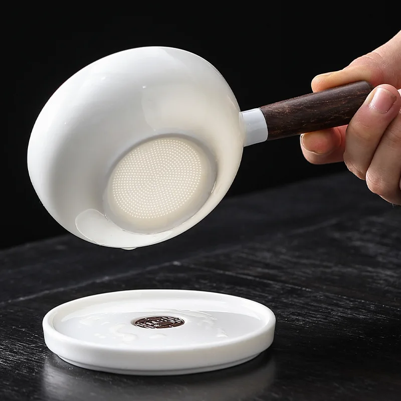 Tea leakage tea filter mutton fat jade white porcelain tea filter tea maker fair cup all-in-one tea filter tea set accessories